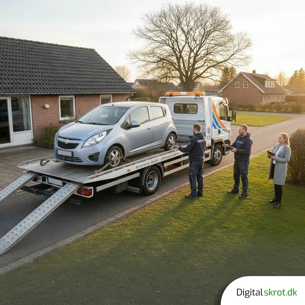 Autoophugger håndterer skrotbil korrekt til sikkert bilskrot